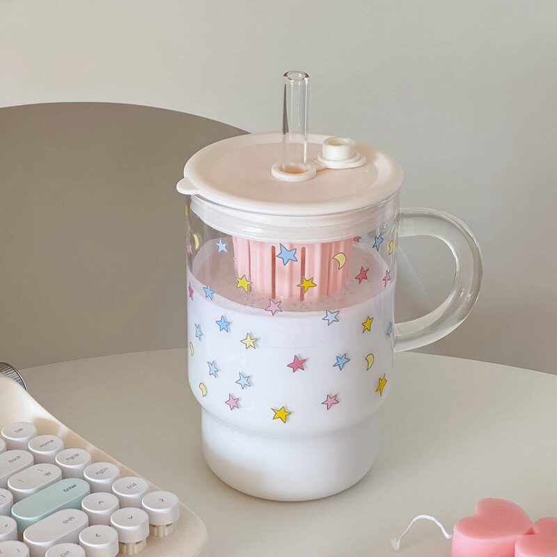 2026新款玻璃吸管杯大容量喝水杯子高颜值女生玻璃杯带手柄巨好看