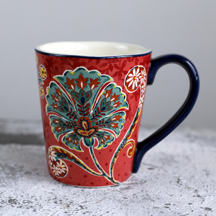 马克杯大容量创意个性潮流美式女家用红色陶瓷杯早餐杯咖啡杯水杯