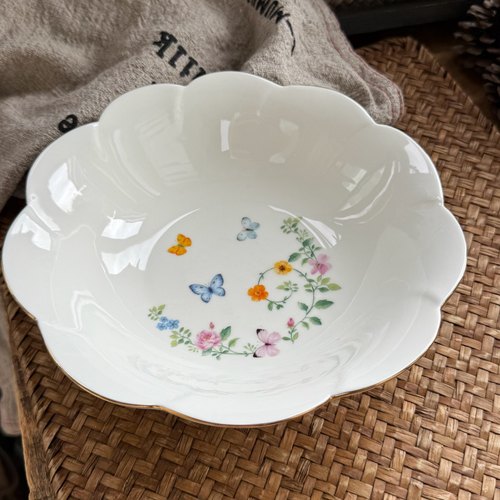 外贸原单创意蝶恋花陶瓷花瓣深盘菜盘水果沙拉冰淇淋甜品盘精致