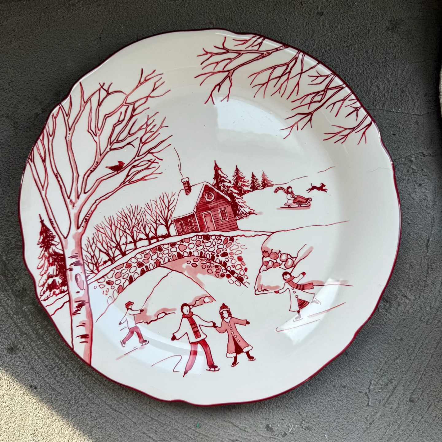 圣诞小鹿网红早餐盘甜点盘子菜盘家用陶瓷盘子炒菜盘子装饰盘