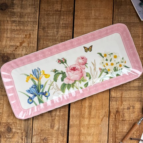 蝶恋花陶瓷餐具长方盘点心盘寿司盘果盘釉下彩精致好看釉下彩