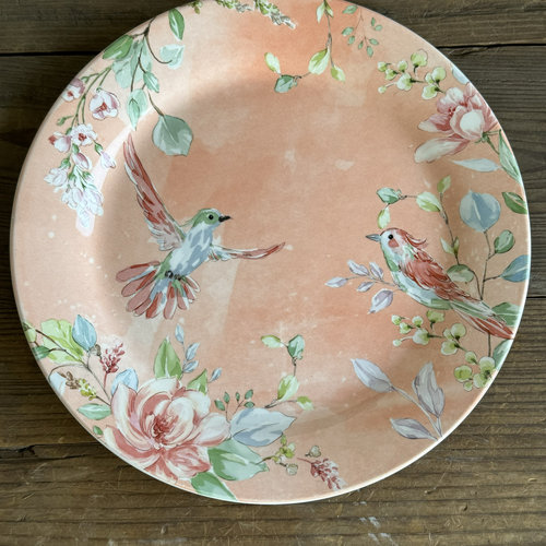 粉粉水墨画风格陶瓷餐具釉下彩复古花西餐盘牛排盘圆盘子菜盘