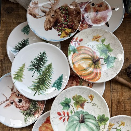 圣诞树图案小碟子16cm陶瓷蛋糕