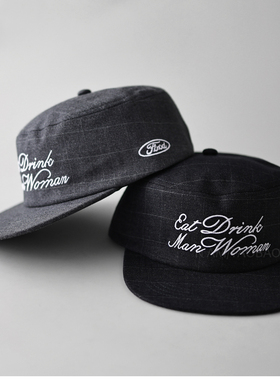 格子字母刺绣平顶平檐帽男女同款休闲百搭时尚简约遮阳鸭舌帽子潮