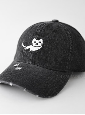 可爱猫咪刺绣牛仔棒球帽