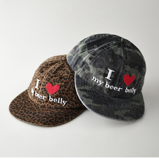 休闲潮酷遮阳帽 小众复古迷彩表白爱心软顶平沿帽男女款 新款 韩版