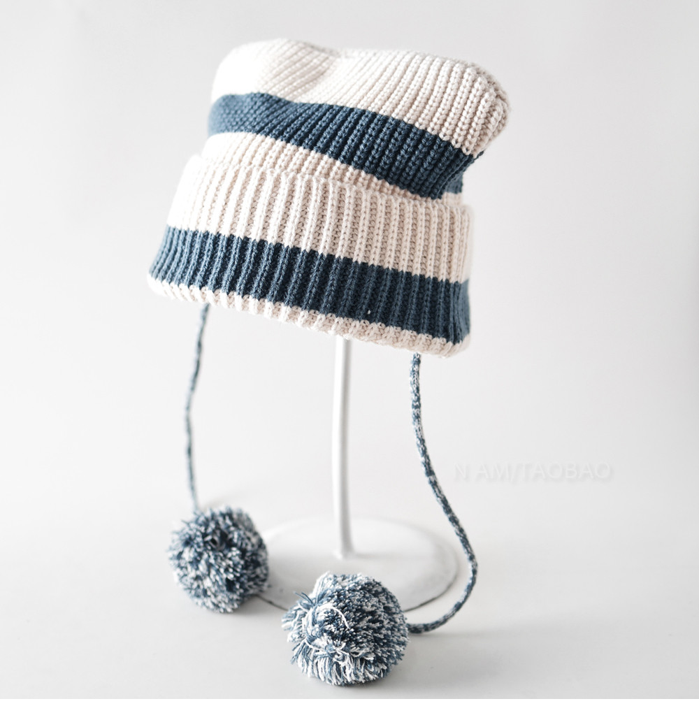 条纹拼色毛球绑带针织帽女时尚甜美可爱百搭保暖护耳显脸小毛线帽,服饰配件/皮带/帽子/围巾,帽子,淘宝优惠券,粉丝福利购,淘宝优惠卷