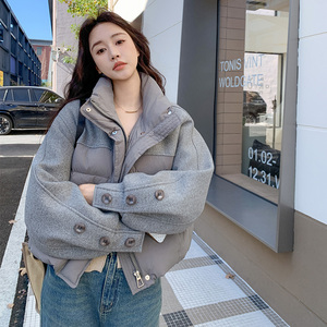 数据好【大量】韩系设计感毛呢拼接羽绒服T9923·P265控388图片