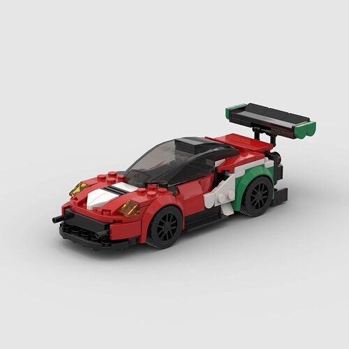 488 GT3小颗粒红色赛车跑车moc儿童玩具DIY积木MOC益智