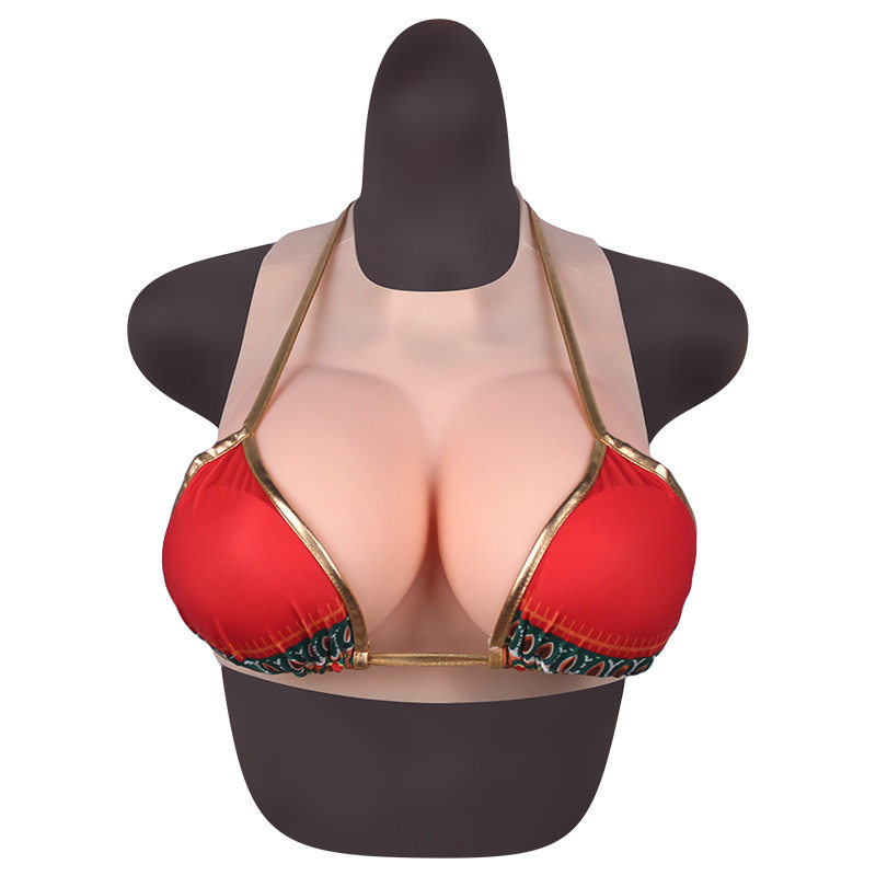 圆领挂脖镂空义乳CD变装义乳镂空伪娘不闷热假胸假乳房透气