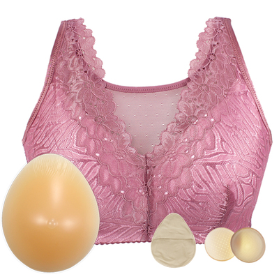 Post Surgery Wireless Bra with Silicone Breast,Padded,2-in-1