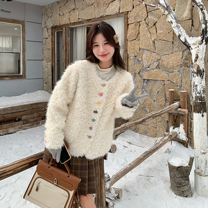 新款 彩扣羊羔毛皮毛一体外套2C010-8808-P195-K288图片