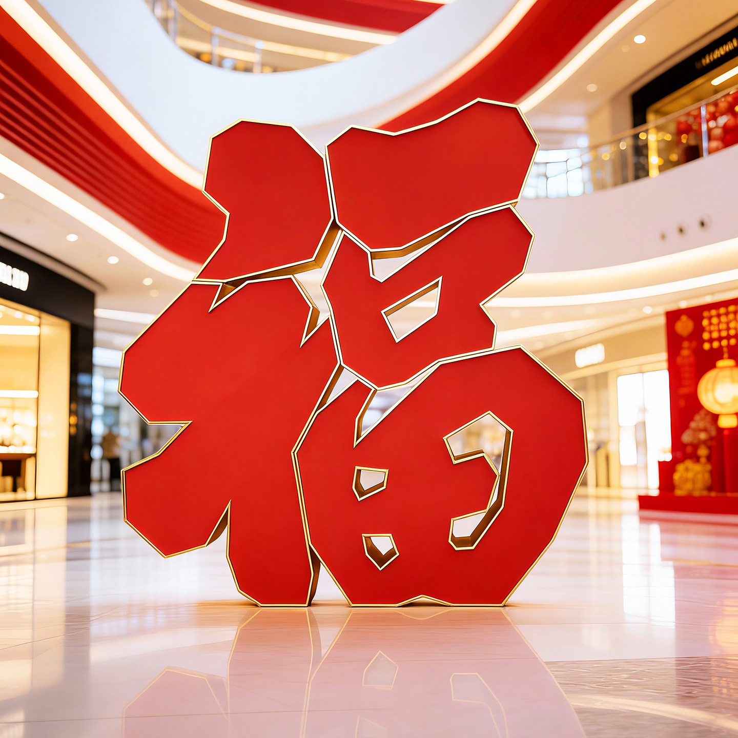 立体超大福字kt板新年场景装饰公司年会现场布置春节商场活动摆件