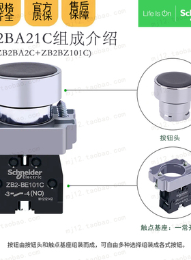 施耐德 XB2BA21C =ZB2BZ101C+ZB2BA2C 22MM黑色平头按钮原装正品