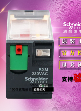 原装施耐德中间小型继电器 RXM2CB2P7 2CO 10安培带指示灯AC230V