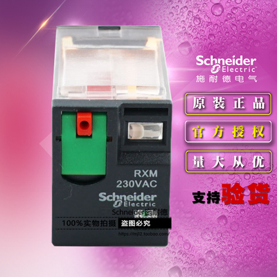原装施耐德中间小型继电器 RXM2CB2P7 2CO 10安培带指示灯AC230V