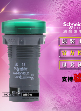 施耐德XA2系列指示灯 绿色信号灯 XA2EVM3LC 220V交流绿色指示灯