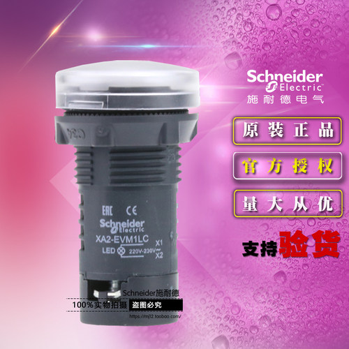 施耐德XA2系列指示灯 白色信号灯 XA2EVM1LC 220V交流白色指示灯