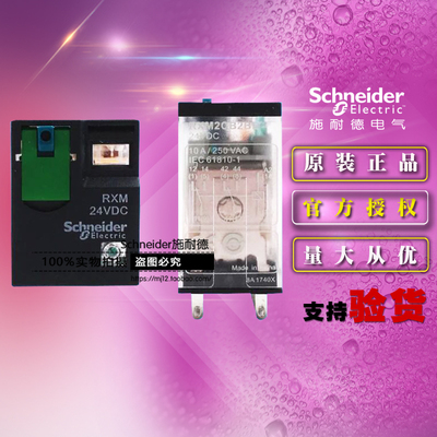 原装正品施耐德小型微型继电器 RXM2CB2BD 2CO 10A 带指示灯24VDC