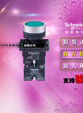 原装施耐德 XA2EW33B1 绿色平头带灯按钮开关AC/DC24V自复位1常开