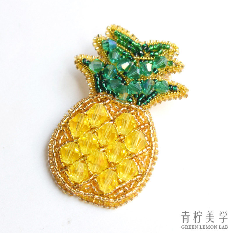 法式刺绣diy材料包珠绣菠萝胸针ins潮小精致成人串珠手工礼物高端