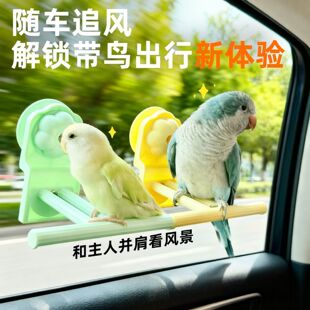 刺星球鹦鹉外出吸盘式站杆玩具玻璃站架虎皮玄凤鸟用休息台可车载