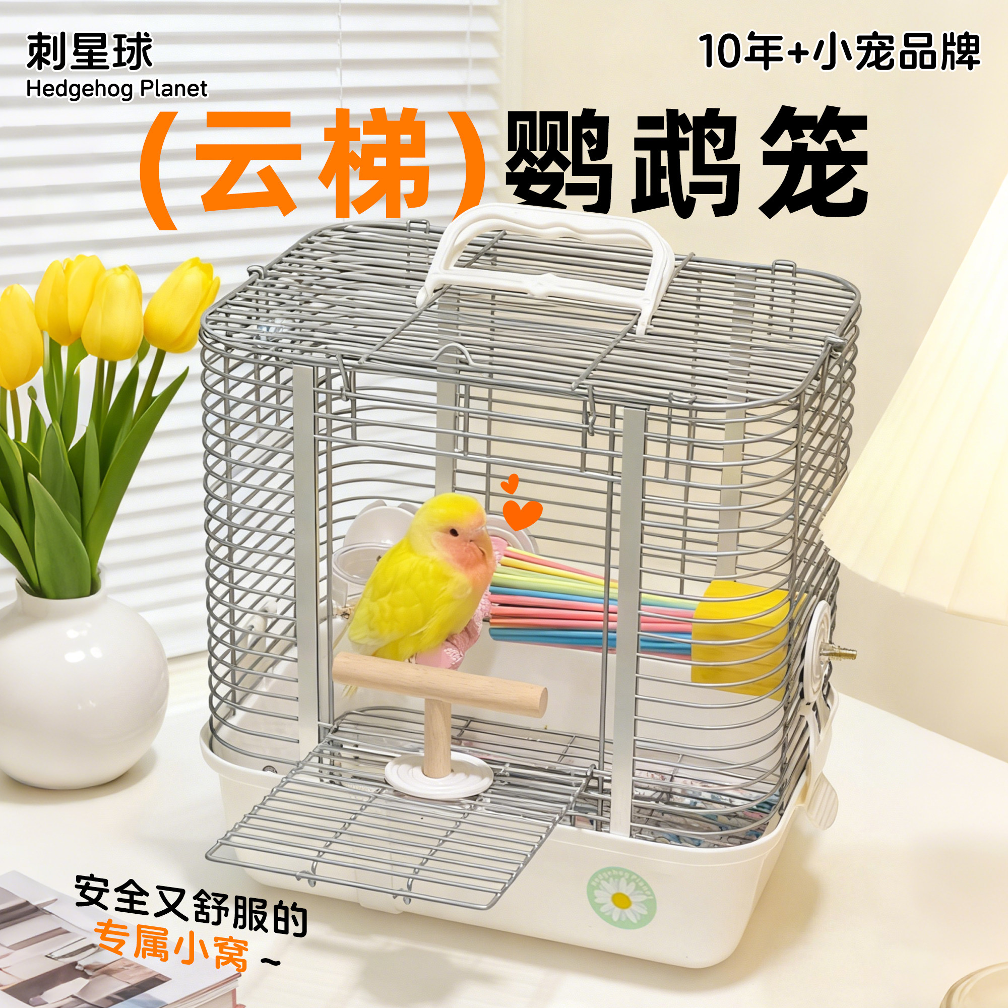 云梯外带笼横线鹦鹉家居家用鸟笼蜜袋鼯便携鸟笼更粗更耐用