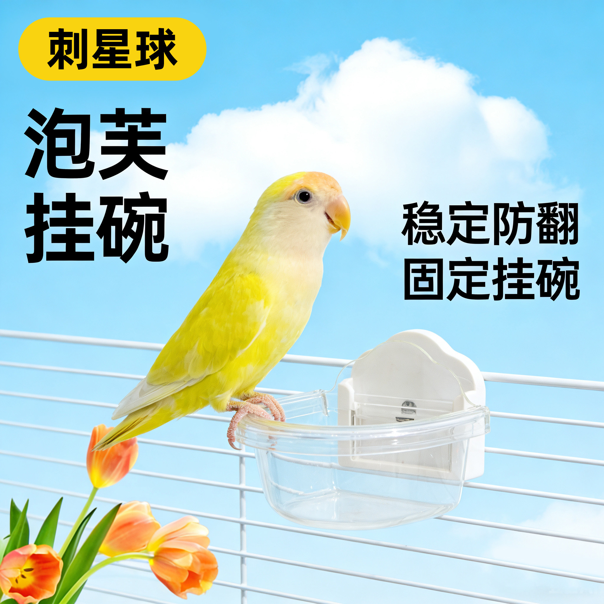 刺星球鹦鹉大容量水晶泡芙挂碗鹦鹉鸟笼牡丹玄凤零食外带固定食盒