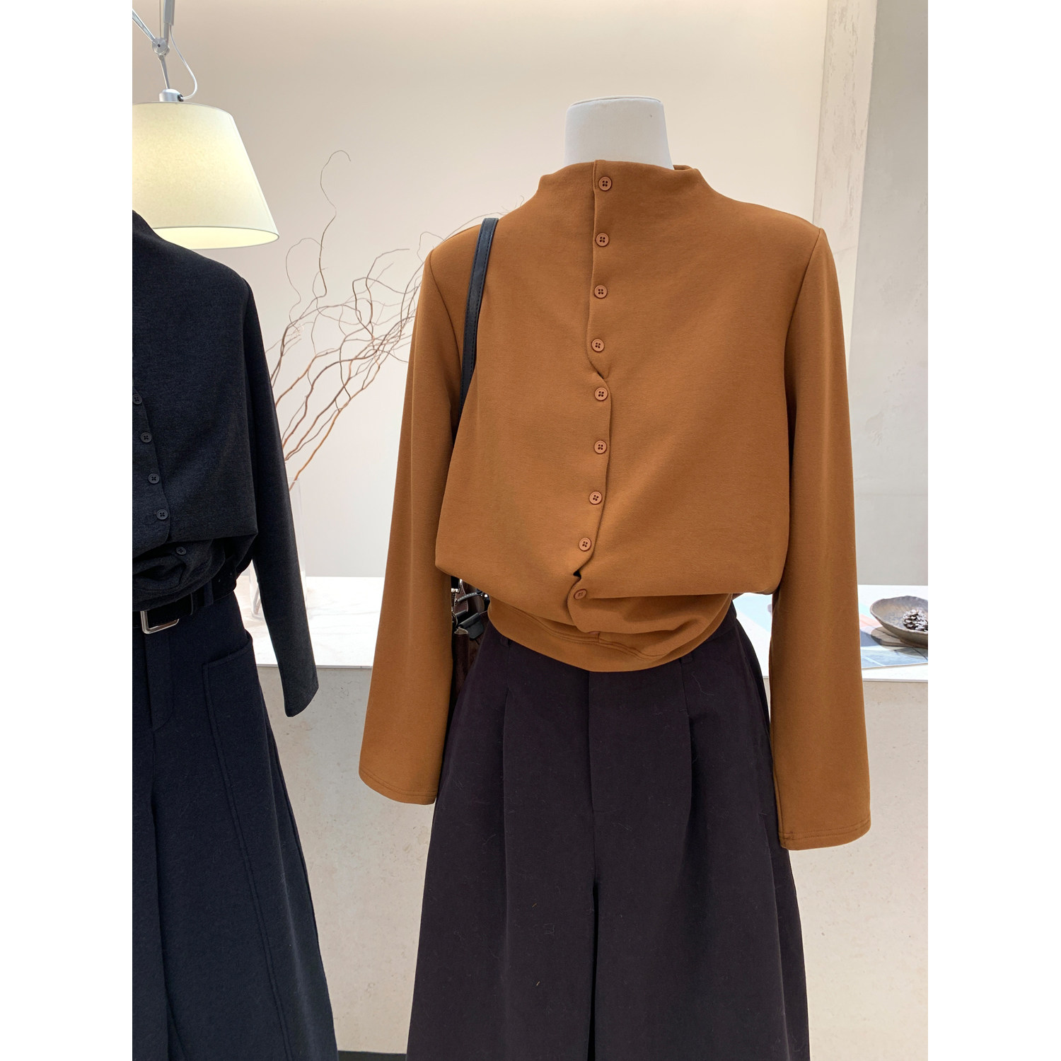 小哲 半高领单排扣长袖T恤针织开衫女秋冬显瘦打底毛衣外套上衣,女装/女士精品,T恤,淘宝优惠券,粉丝福利购,淘宝优惠卷