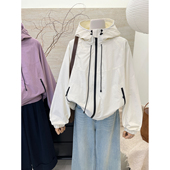 冲锋衣女短款 2026春秋新款 户外美式 连帽休闲夹克防风防晒短外套