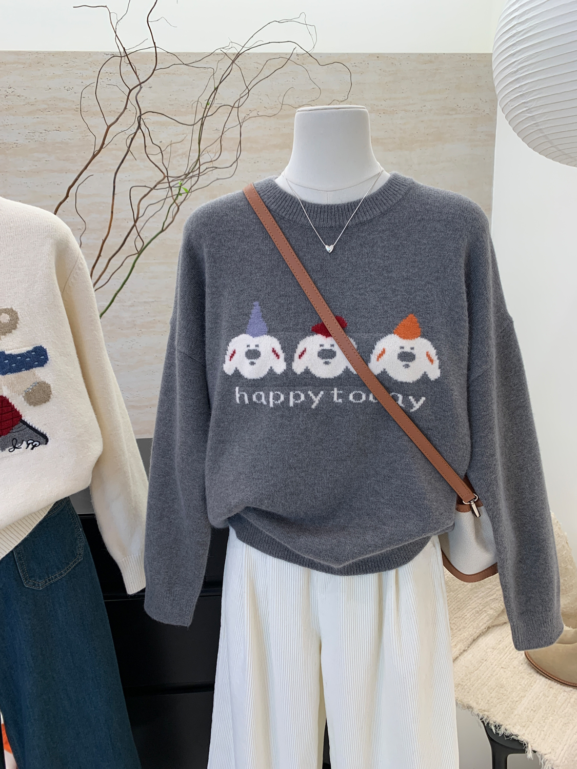 圆领韩系宽松羊毛毛衣