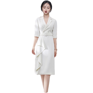 RM5272#西装连衣裙女 夏季高级感气质职业装通勤腰带款七分袖