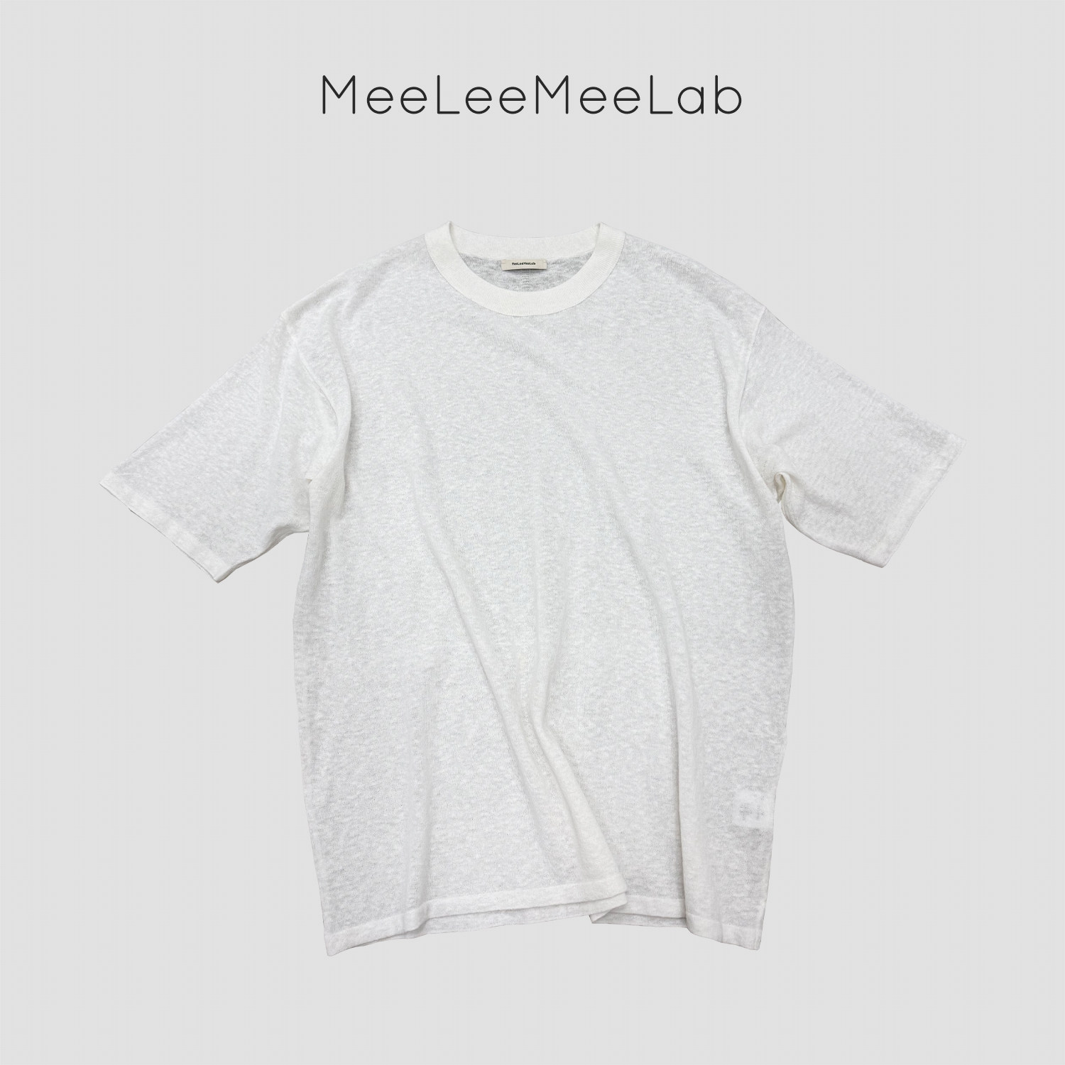 MeeLeeMeeLab 浪漫绅士圆领宽松极简棉麻针织衫套头T恤