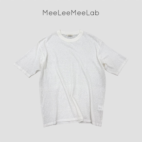 MeeLeeMeeLab原创浪漫绅士圆领宽松极简棉麻针织衫套头T恤