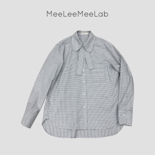 MeeLeeMeeLab原创绅士小娃娃领可脱卸飘带宽松长袖衬衫