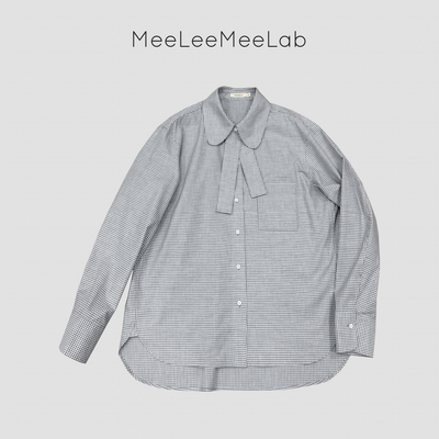 MeeLeeMeeLab原创绅士小娃娃领可脱卸飘带宽松长袖衬衫