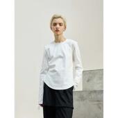 MeeLeeMeeLab T恤 原创绅士优雅匹马棉极简小圆领收腰弧形下摆长袖