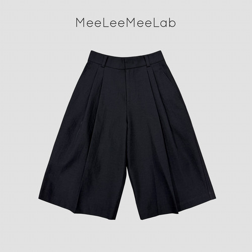 MeeLeeMeeLab 原创绅士优雅西装裤腰宽松阔腿中裤 易打理