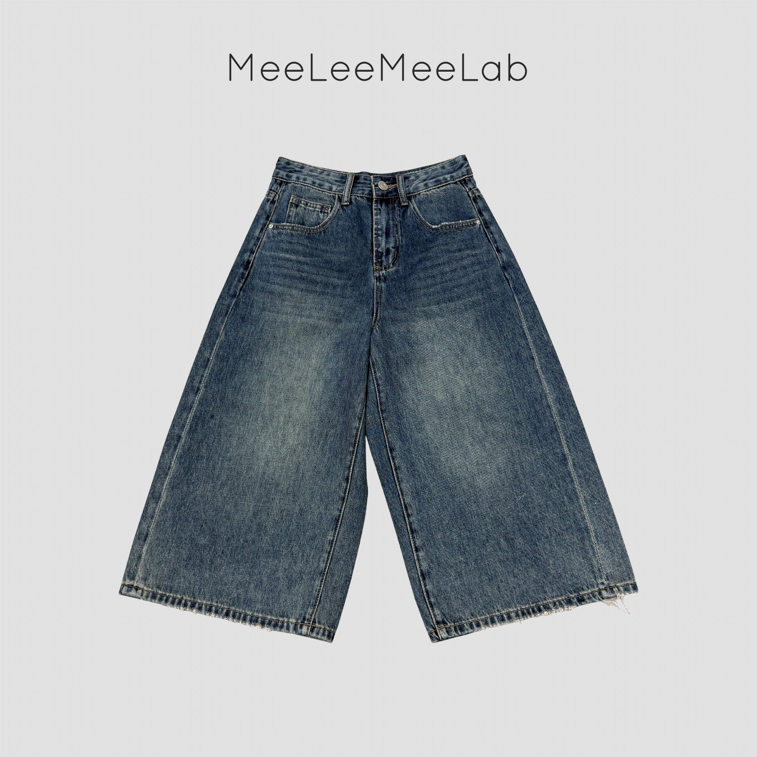 MeeLeeMeeLab 绅士优雅莱赛尔凉感直筒复古水洗牛仔中长裤七分裤