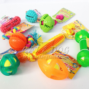 多格漫宠物狗玩具 柯基柴犬缤纷水果柔韧水晶橡胶网球狗绳结玩具