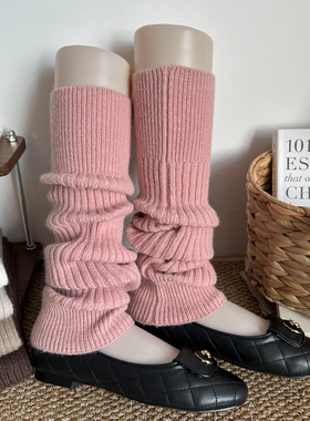 粉色少女软糯亲肤竖条袜套韩国ins百搭经典显瘦时髦慵懒jk堆堆袜