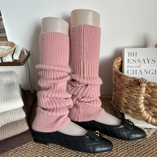 粉色少女软糯亲肤竖条袜套韩国ins百搭经典 显瘦时髦慵懒jk堆堆袜