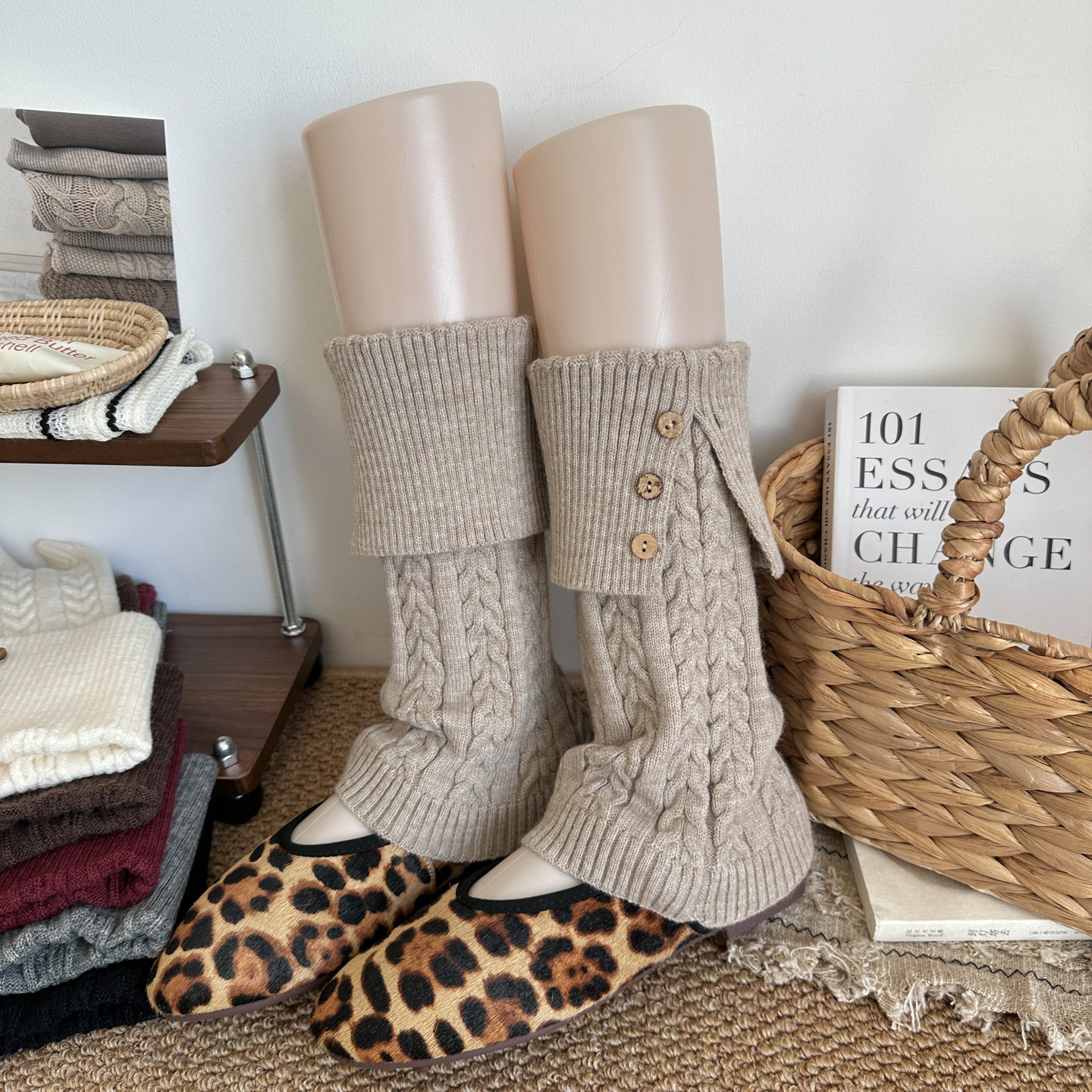 复古麻花灰色翻边纽扣腿套女休闲百搭加厚保暖叠穿打底裤堆堆袜套,女士内衣/男士内衣/家居服,中筒袜,淘宝优惠券,粉丝福利购,淘宝优惠卷