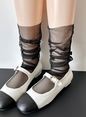 超薄JK黑色小腿袜女春夏季透肉中筒袜子芭蕾风lolita白丝配小皮鞋