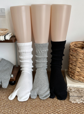 竖条分趾袜春夏薄款袜子女款中筒袜女士二指堆堆袜女生猪蹄鞋二趾