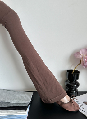 咖啡色喇叭形过膝长筒美拉德袜套辣妹显瘦千禧Y2K阔腿护膝大腿套