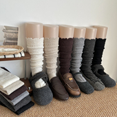 日系jk白色小腿袜女秋冬季 加厚针织中长筒保暖羊毛堆堆袜修饰腿型