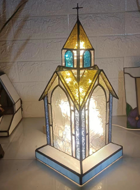 彩色玻璃复古摆件5~10平教堂玻璃