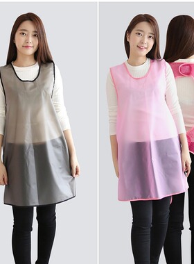 韩国进口PVC防水家用厨房家务清洁黑色胡可款保洁美容耐脏围裙