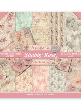 新款 Stamperia破旧玫瑰 脏粉蝴蝶进口背景纸本贴纸Shabby Rose